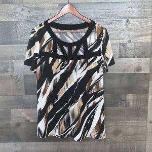 Classy Black Brown and White Perception Woman’s Blouse